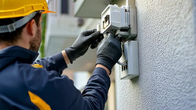 Electrician Installing Electrical Meter
