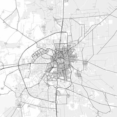 Homs Area Map with Labels and Neighborhoods - One color, minimalistic design