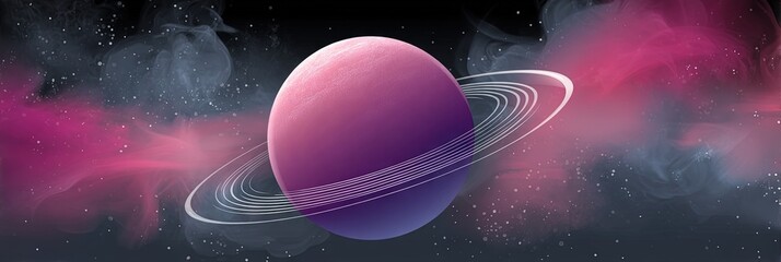 enigmatic planet encompassed by swirling dust rings, set against a dark backdrop, 