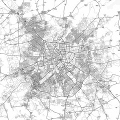 Fototapeta premium Kano Area Map with Labels and Neighborhoods - One color, minimalistic design