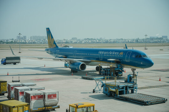Ho Chi Minh, Vietnam - &lrm;23 April &lrm;2025: Vietnam Airlines at Tan Son Nhat International Airport in Ho Chi Minh, Vietnam