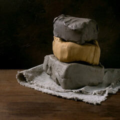 raw clay of different colors