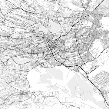 Nairobi Area Map with Labels and Neighborhoods - One color, minimalistic design