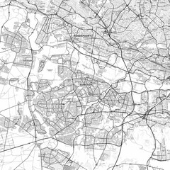 Obraz premium Soweto Area Map with Labels and Neighborhoods - One color, minimalistic design