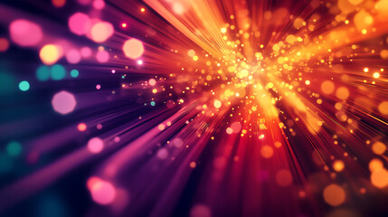 Fototapeta premium Radiant Burst of Colorful Bokeh Lights