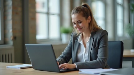 businesswoman working on laptop