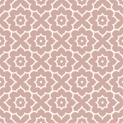 Vector abstract geometric seamless pattern in Moroccan style. Luxury texture, floral grid, curved lines. Traditional Islamic background. Elegant ornament. Repeated geo design for decor, print, textile