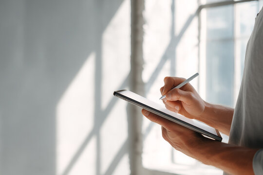 Creative professional sketching idea feels inspired