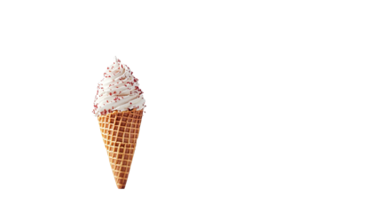 Vanilla ice cream cone with red sprinkles