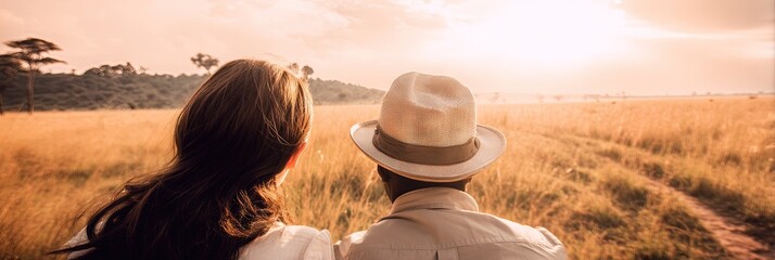 dynamic angle photo of couple on african safari 