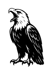 Obraz premium Majestic Black and White Bald Eagle Vector Clipart - Powerful American Symbol Illustration, Ideal for Patriotism, Freedom, and Nature Designs