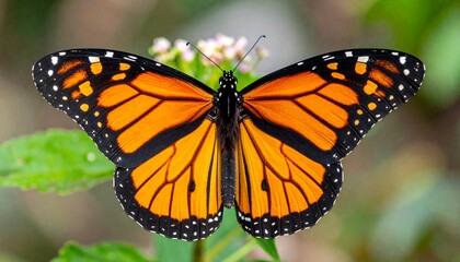 Naklejka premium vibrant monarch butterfly with striking orange and black wings showcasing nature s beauty and elegance