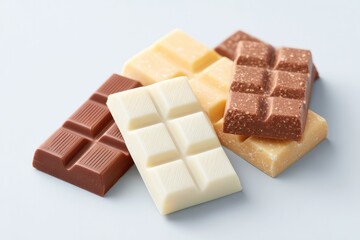 celebrate world chocolate day with clean image of assorted chocolate bars in varying textures and shades elegantly