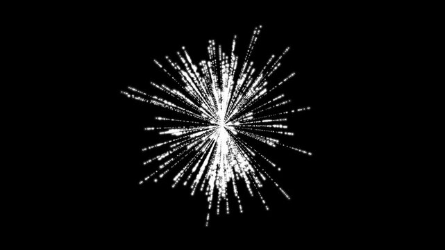 Red sparkles explosion, fireworks burst isolated on black background with alpha matte.