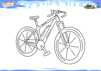 Bicycle Coloring Page for Kids Simple Outline Vector Illustration 4