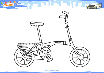 Bicycle Coloring Page for Kids Simple Outline Vector Illustration 2