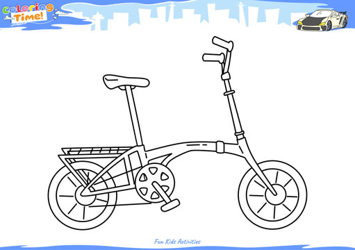 Bicycle Coloring Page for Kids Simple Outline Vector Illustration 2