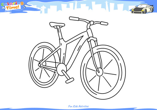 Bicycle Coloring Page for Kids Simple Outline Vector Illustration 1