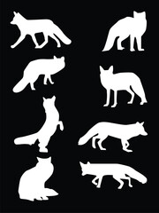 Elegant Fox Silhouettes A Collection of White Fox Designs