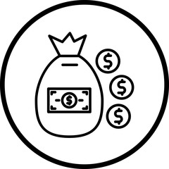 Money Bag Line Icon Style