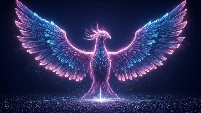 Glowing phoenix graphic design element