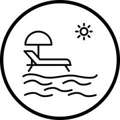 Beach Umbrella Line Icon Style