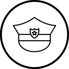 Police Cap Line Icon Style