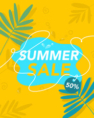 Yellow Summer Sale Poster Vector Fresh Colorful