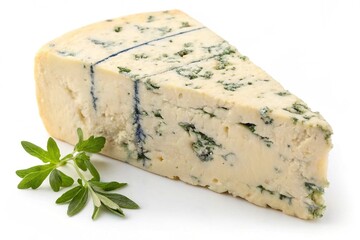 Danish blue cheese isolated on white background