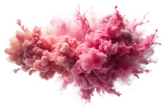 A stunning explosion of pink and coral smoke creating a dramatic visual effect, perfect for artistic backgrounds or creative projects.