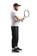 Tennis coach holding a racquet