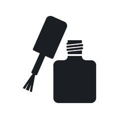 Simple Silhouette Illustration of Nail Polish Bottle and Brush for Beauty and Fashion Designs Isolated on a White Background