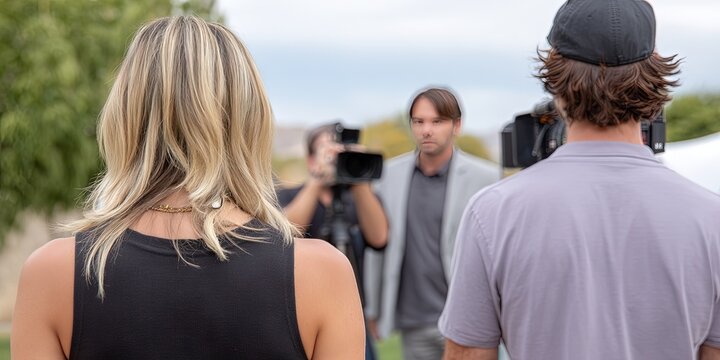  film crew on reality tv show filming an argument between the talent 