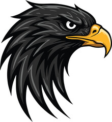 Tribal Eagle Head Silhouette - Aggressive Black Vector Bird Design