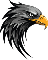 Tribal Eagle Head Silhouette - Aggressive Black Vector Bird Design