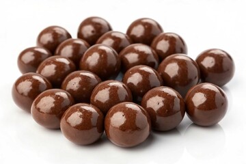 Cocoa balls, dragee with chocolate isolated on white background