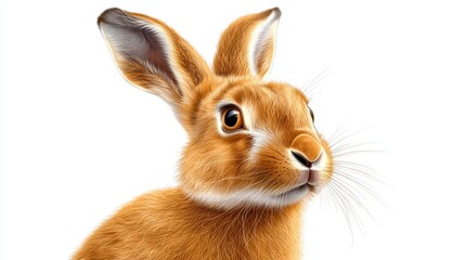Obraz premium the illustration features a realistic depiction of a hare, with long ears and fluffy fur, set against a clean white background