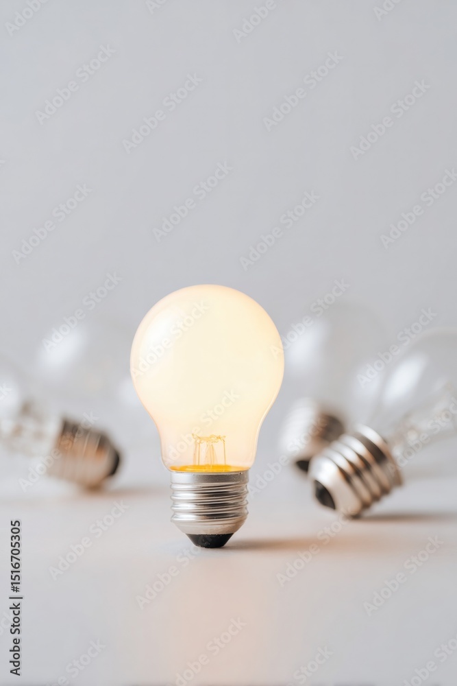 Wall mural focus on energy-efficient light bulbs in minimalistic layout providing ample copy space for text