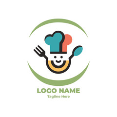 Chef logo, vector art, restaurant concept, culinary badge, food drawing for chef branding mascot, kitchen identity, gourmet cartoon design