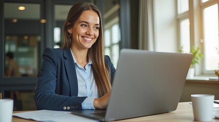 businesswoman working on laptop