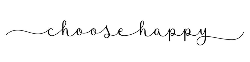 CHOOSE HAPPY black vector brush calligraphy banner