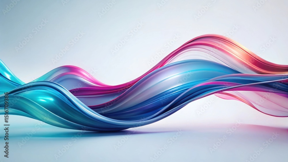Poster abstract swirling fluid design vibrant hues of blue and pink intertwined in a dynamic, wave-like pat
