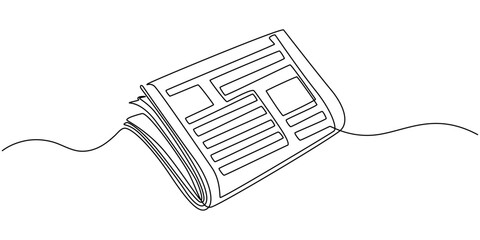 One line drawing of a stack of news newspapers. Vector illustration, Continuous one line drawing Stack of news newspapers. Single line drawing illustration of News newspapers. Breaking news concept.