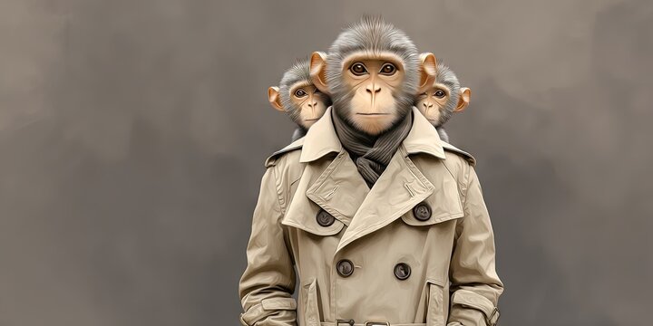 3 monkeys in a trench coat