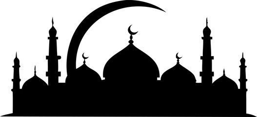 sunset behind mosque dome and minarets (1).eps