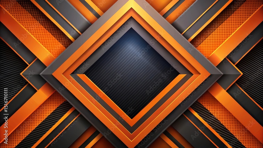 Aufkleber Abstract Geometric Design with Orange and Gray Overlapping Shapes and Textured Background