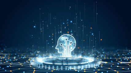 Futuristic head icon with circuits representing digital intelligence