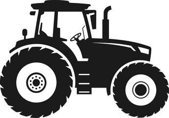 Silhouette of Farm Tractor Side View – Agricultural Vehicle Illustration for Farming, Rural Equipment, Agriculture Machinery, and Countryside Design