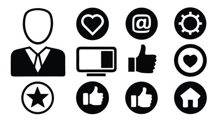 Social Media Icons User Profile, Likes, Hearts, Email, and More