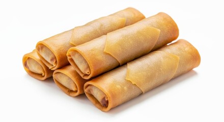 Chinese Traditional Spring Rolls Isolated White Background Crispy Appetizer Snack